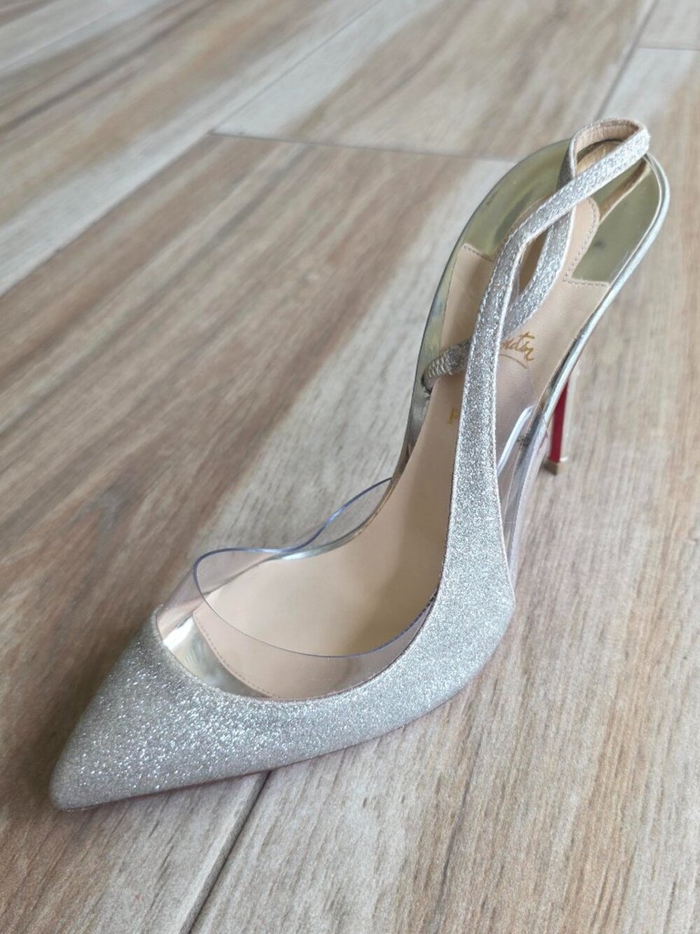 Christian Louboutin Optisexy 100 Glitter Silver Pumps Eur. 37